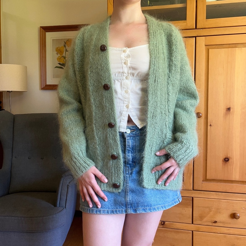 VINTAGE Green Mohair Cardigan